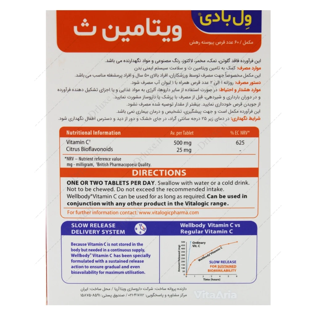 قرص ول بادی ویتامین C ویتالوژیک 60 عدد